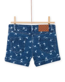 Child Girl Pink Flamingo Print Raw Denim Shorts 6 Child Girl Pink Flamingo Print Raw Denim Shorts -KIDS Negozio 22S90162SHO P271 2
