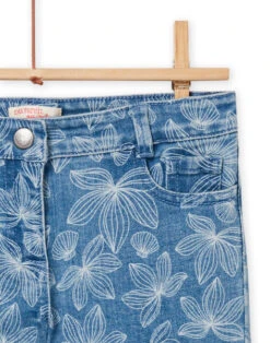 Child Girl Light Denim Shorts With Leaf And Shell Print -KIDS Negozio 22S90163SHO P272 3