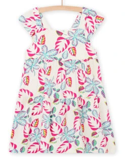 Child Girl Dark Ecru, Pink And Blue Dress