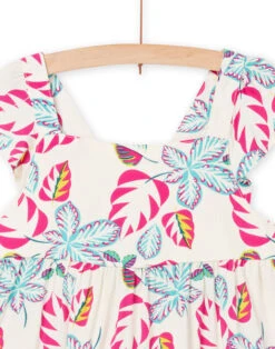 Child Girl Dark Ecru, Pink And Blue Dress -KIDS Negozio 22S901C3ROB 003 3