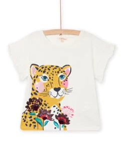 Child Girl Ecru Reversible Sequin T-shirt