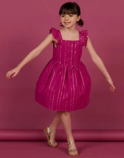 Black And Iridescent Stripes Dress Child Girl