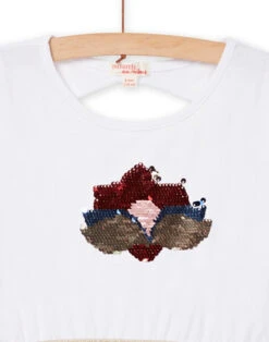 Reversible Pink And Ecru Dress With Sequins For Child Girl -KIDS Negozio 22S901S2ROB 001 4