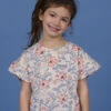 Child Girl's Cream, Blue And Pink Short Sleeve T-shirt -KIDS Negozio 22S901S4TMC A002 1