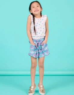 Child Girl Blue And Pink Shorts