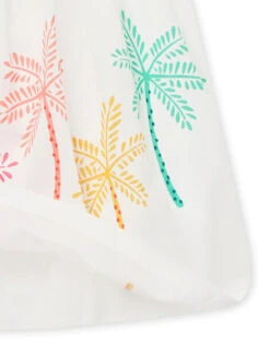 Child Girl's Palm Print Dress In Ecru -KIDS Negozio 22S901V1ROB 001 4