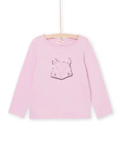 Pink Long Sleeve T-shirt With Fox Animation
