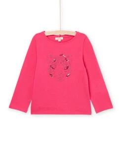 Pink Long Sleeve Tiger Animation T-shirt