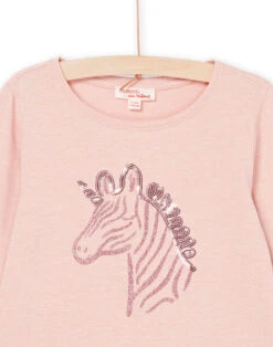 Pink Long Sleeve T-shirt With Zebra Animation -KIDS Negozio 22W901D1TML D314 2