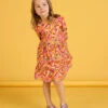 Fluid Dress With Ruffles And Multicolored Leaf Print -KIDS Negozio 22W901N1ROB B107 1