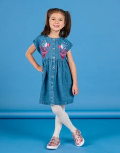 Short Sleeve Jean Dress With Parrot Animation -KIDS Negozio 22W901O1ROB P274 2