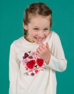 Long Sleeve T-shirt With Cat Animation