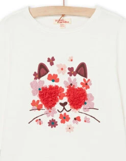 Long Sleeve T-shirt With Cat Animation -KIDS Negozio 22W901P2TML 001 3