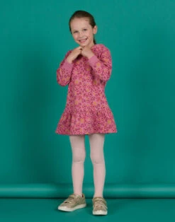 Hooded Fleece Dress With Floral Print