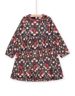 Printed Long Sleeve Velvet Dress -KIDS Negozio 22W901Q3ROB C205 1 1