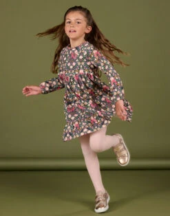Printed Long Sleeve Velvet Dress -KIDS Negozio 22W901Q3ROB C205 2