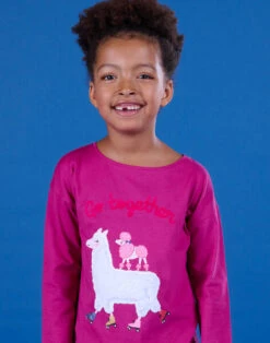 Llama And Dog Print Long Sleeve T-shirt