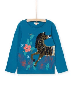 Blue T-shirt With Reversible Sequins