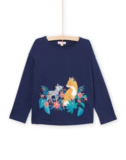 Long Sleeve T-shirt With Fox And Zebra Animation.