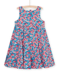 Blue And Pink Floral Print Maxi Dress