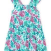 Turquoise Dress With Foliage Print -KIDS Negozio 23S90191ROB C215 11