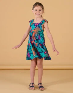 Multicolored Dress With Ruffled Straps