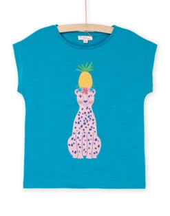 Turquoise T-shirt With Leopard Print