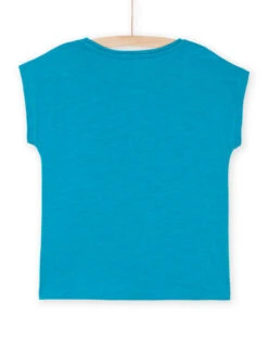 Turquoise T-shirt With Leopard Print -KIDS Negozio 23S90192TEE C217 13