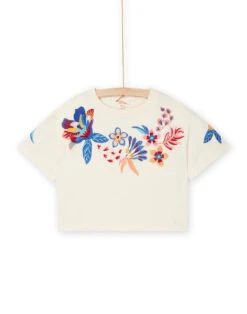 Dark Ecru T-shirt With Flowers -KIDS Negozio 23S901G2TMC 003 11
