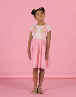 Birds And Polka Dot Print Tulle Dress