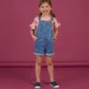 Blue Denim Overalls With Flowery Embroidery -KIDS Negozio 23S901T1SAC P272 1