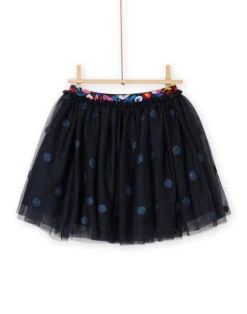 Black Tulle Skirt With Glitter Print