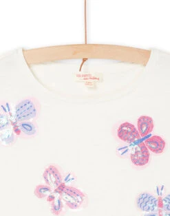 White T-shirt With Butterflies And Sequins -KIDS Negozio 23S901U2TMC 001 12