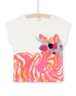 White T-shirt With Zebra Print