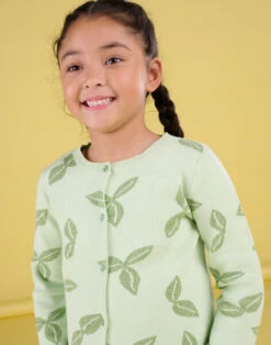 Yellow Almond Green Cardigan