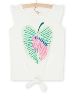 White T-shirt With Flounced Sleeves