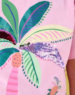 Pink T-shirt With Exotic Animation -KIDS Negozio 23S901V3TMC D315 2