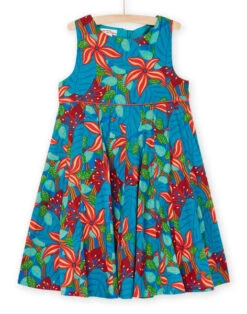 Dark Turquoise Dress With Flower Print