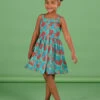 Duck Blue Floral Print Strapless Dress -KIDS Negozio 23S901W3ROB 714 1
