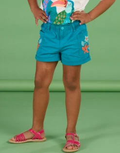 Dark Turquoise Canvas Shorts