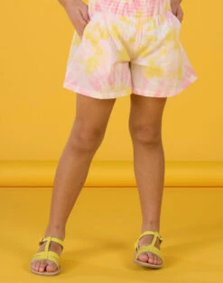 Powder Pink Tye And Dye Shorts