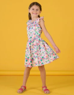 Powder Pink Dress With Tye And Dye Print