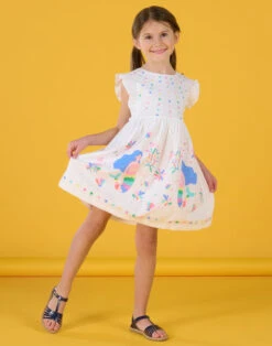 Orange And Pink Striped Print Flowing Skirt