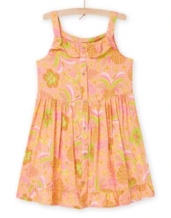 Peach Dress With Exotic Print