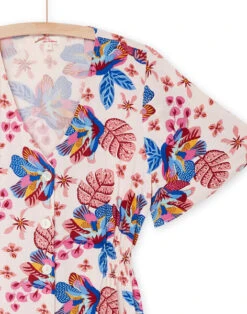 Powder Pink Long Dress With Exotic Print -KIDS Negozio 23S993G2ROB D327 12