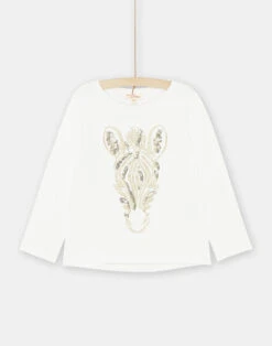 Girl's Ecru Zebra T-shirt