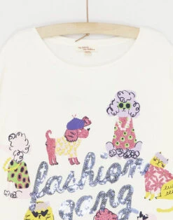 Ecru T-shirt With Dog And Cat Animation -KIDS Negozio 23W901H1TML 001 12